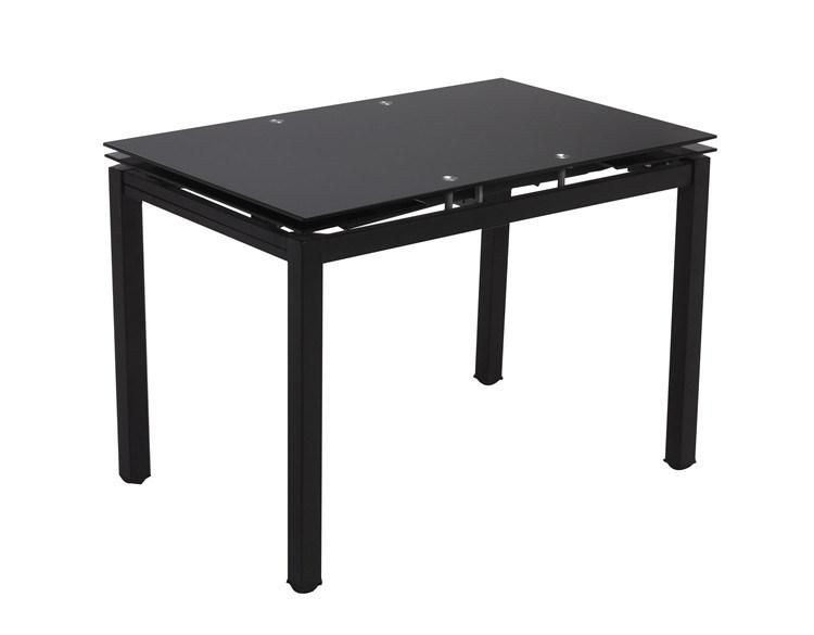 Modern Design Kitchen Table Black Tempered Glass Restaurant Glass Extendable Dining Table