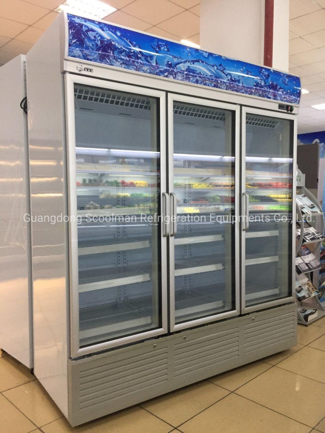 Glass 3 Door Beverage Display Freezer/Beer Display Cooler/Refrigerating Showcase