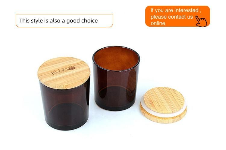 8oz 250ml Amber Glass Candle Jar Container Vessel with Metal Lid or Plastic Lid for Candle Making