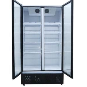 Large Hollow Glass Doors Vertical Cabinet Supermarkets Refrigerated Showcase