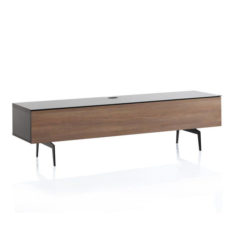 St-360 Wood and Glass Modern TV Stand with Spike Metal Legs