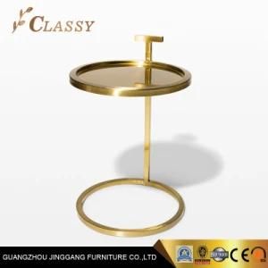 Living Room Furniture Stainless Steel Top Round Side Tea Table
