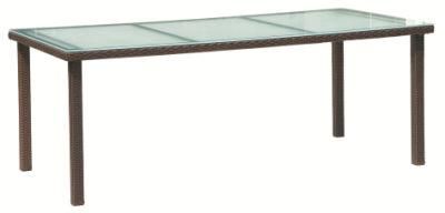 Aluminum Glass Table Top Rectangular Long Rattan Restaurant Dining Room Table