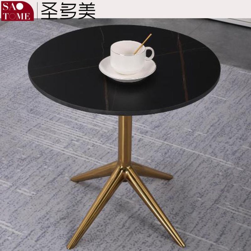 Modern Living Room Furniture Iron Cone Tube Slate/Marble Countertop Coffee Table