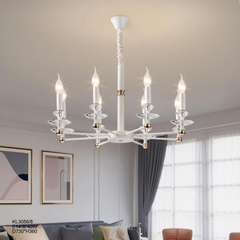 Vintage Style for Home Lighting Furniture Decorate Indoor Living Room Custom Colour Crystal White Antique Large Wrought Iron Chandelier Factory Supply