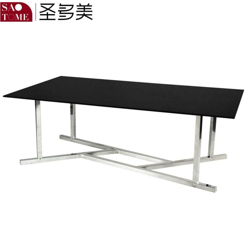 Modern Hotel Living Room Furniture Stainless Steel Black Glass Console Table