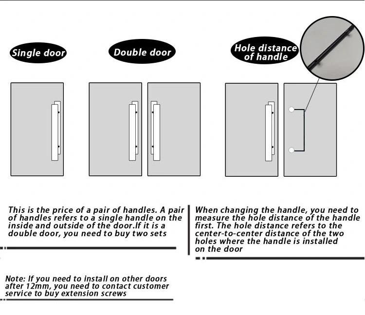 Modern 304 Stainless Steel H Shape Glass Door Pull Handle