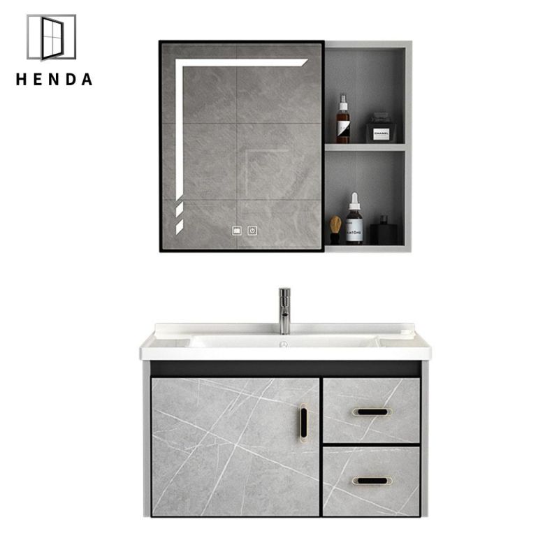 80cm Aluminium Cabinet with LED Mirror Cabinet Waterproof Solid Mesa
