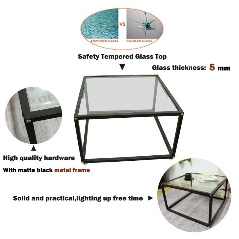 New Style Home Furniture Metal Frametempered Glass Coffee Tea Table