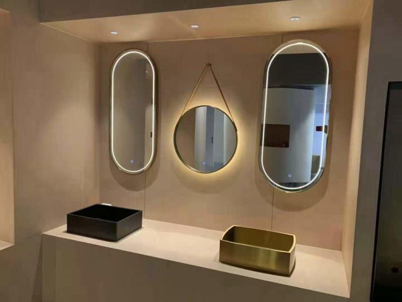 Touch Sensor Defogging Smart LED Bathroom Mirror Silver Mirror with Time/Temperature Display
