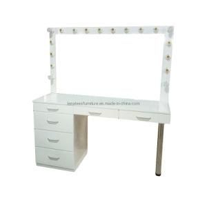 Dt1090 High Glossy White Vanity Dresser Mak up Table with Mirror and Bulbs