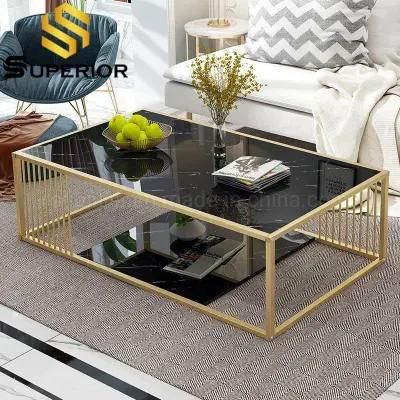 China Cheap Metal Frame Marble Coffee Table Living Room