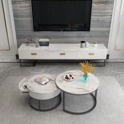 Modern Home Furniture Tempered Glass Tea Table Marble Coffee Table