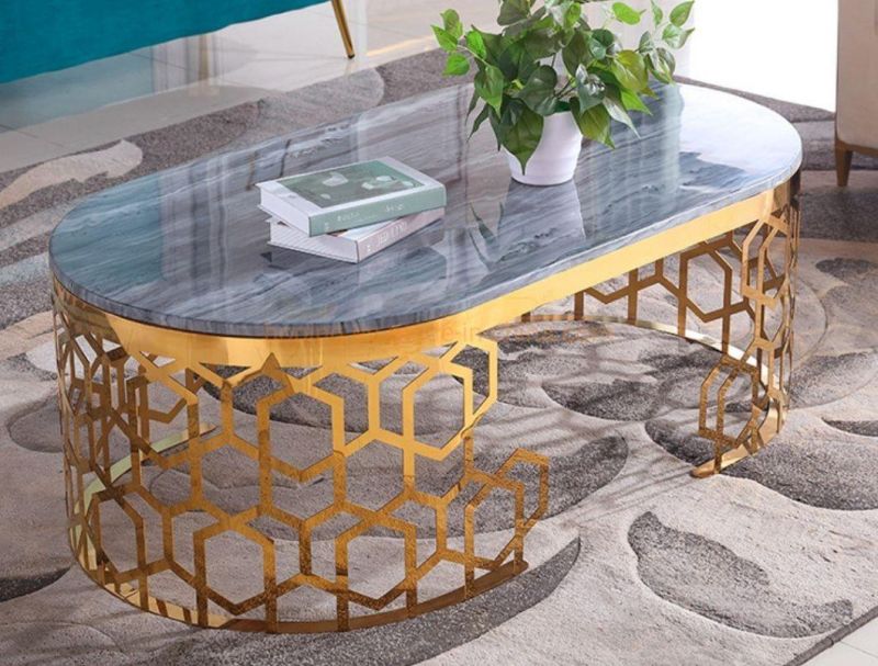 Modern Plain Glass Top Chanel Base Dining Coffee Table Gold Stainless Steel Round Table