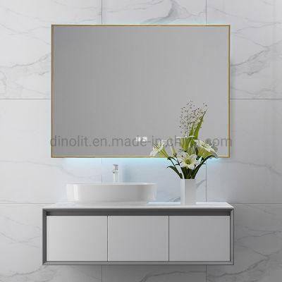 Alumiumn Frame Luxury Morden Bathroom LED Mirror Vanity Mirror with LED Light Defogger Touch Sensor Switch Rectangle Wall Decoration