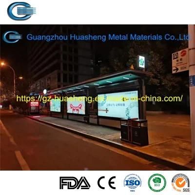 Huasheng Bus Metal Stop Shelter China Bus Stand Factory Outdoor Bus Station Shelter with Advertising Digital Signage Kiosk