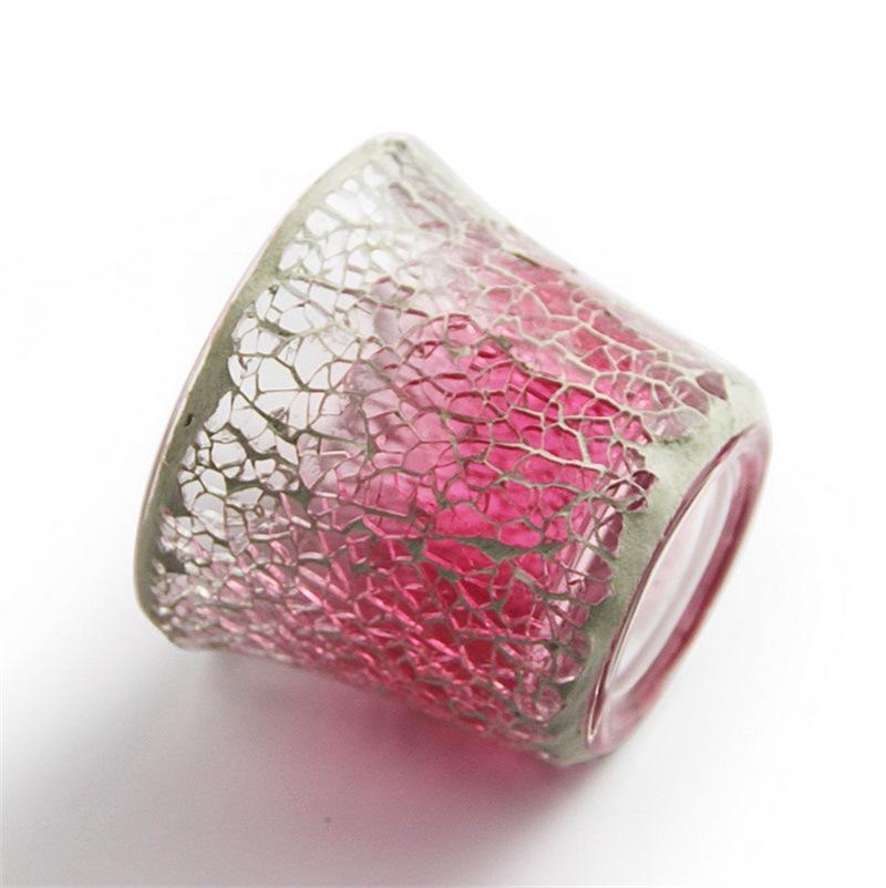 European Pink Gradient Mosaic Glass Candlestick Romantic Candlelight DIY Fragrant Empty Wax Cup Candle Holder