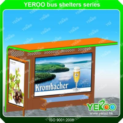 Street Advertising Stainless Steel Bus Stop Shelter with PC Board
