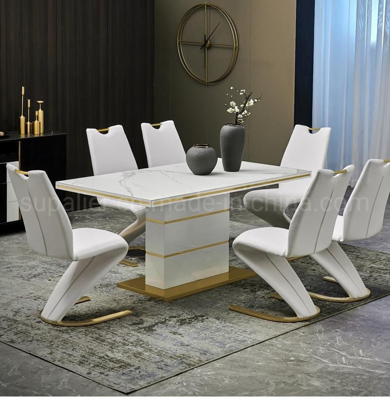 Argentina Customized Home Furniture Set Gold and Black Dining Table