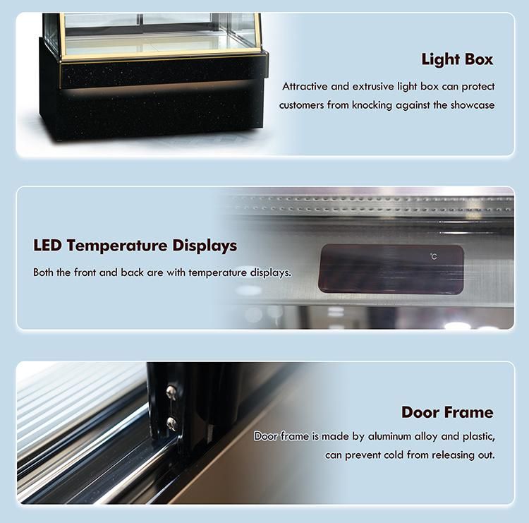 Kitchen Equipment 2 Sliding Door Glass Curved Display Refrigerator Dessert Display Air Cooler Showcase