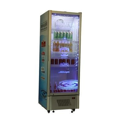 Commercial Beer Chiller Vertical Supermarket Beverage Glass Door Display Cabinet
