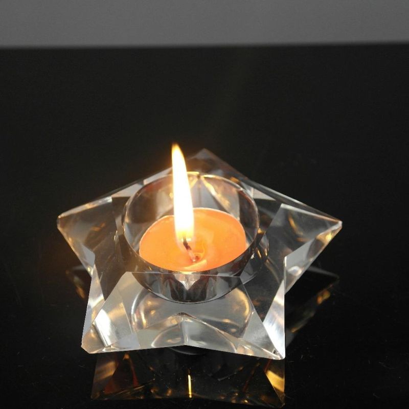 Five-Star Shape Crystal Glass Candleholder Craft for Gift