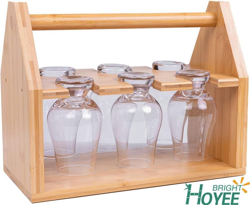 Glass Rack, Bamboo Tasting Glassware Holder