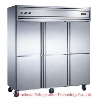 Commercial Upright Cooler Cabinet Chiller Display Glass Door Vertical Stainless Steel Freezer