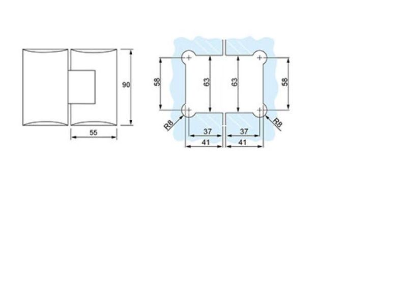 180 Degree Brass Hinge Bathroom Fitting Bright Chrome Glass to Glass Hinge