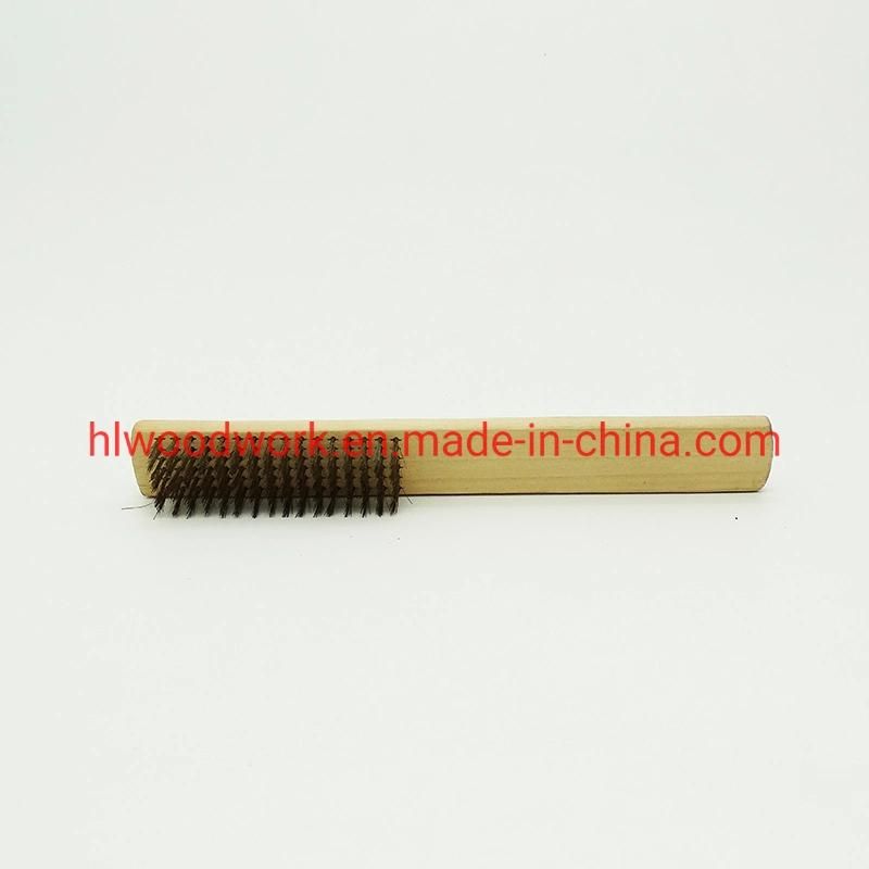 Brass Brush, Soft Brass Bristle Wire Brush, Wire Scratch Brush with Birchwood Handle 17cm
