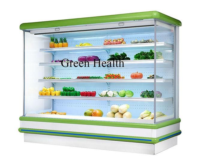 Upright Fruit and Vegetable Open Display Showcase Cooler with Glass Door