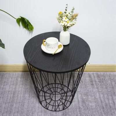 Unique Design MDF Top and Metal Legs Combined Side Indoor Outdoor Table