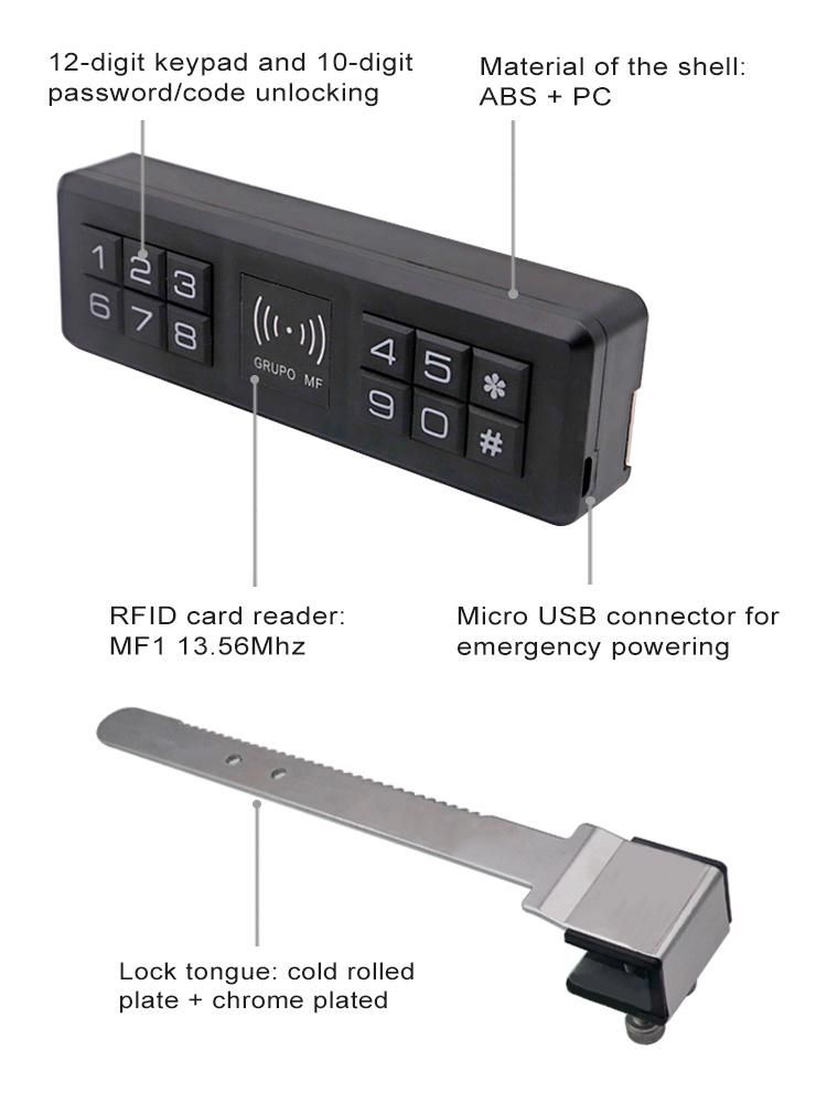 KERONG Glass Cabinet Slide Lock with Key for Showcase Door