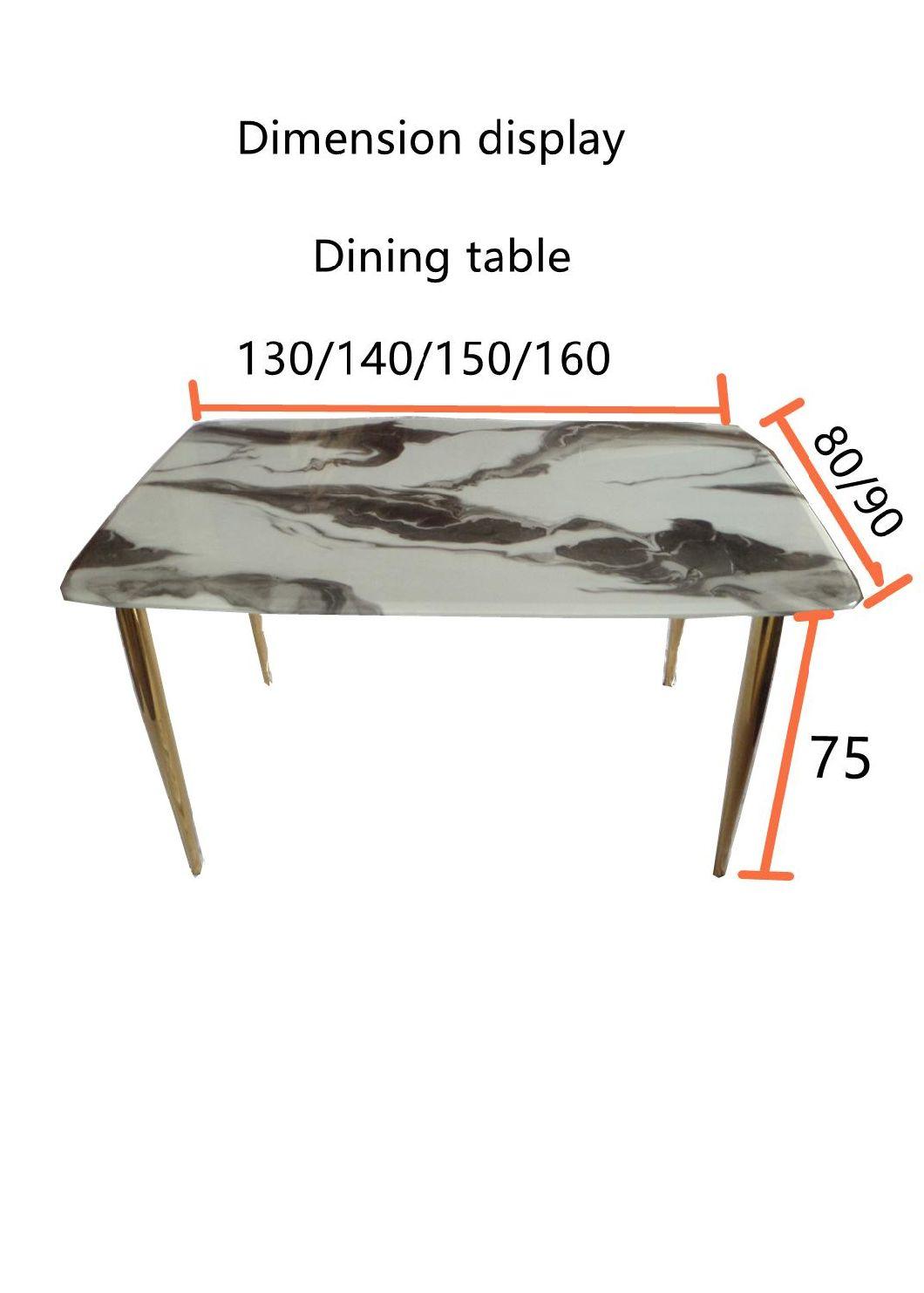 Marble Top Material Glass Dining Room Table Set 6 Chairs