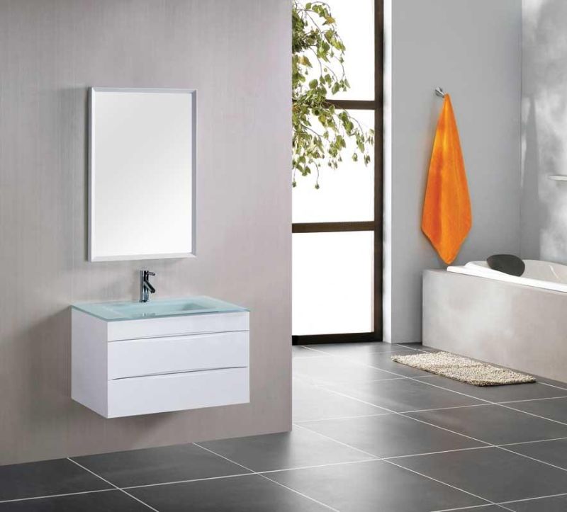 Economic Easy Style Economic PVC Bathroom Vanity with Glass Basin