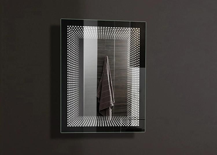 Rectangle LED Infinity Bathroom Mirror Wall Mounted with Light Anti Fog Bathroom Makeup Mirror