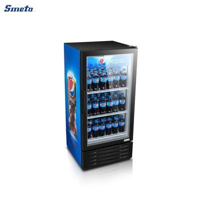 266L Air Cooling Tempered Glass Door Electric Beverage Refrigerator Showcase