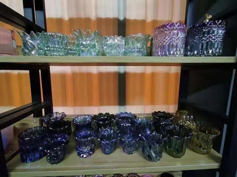 High Quality Machine Made Colored Electroplating/Sprayed/Engraved Europen Style, Amercian Style Glass Candle Holder