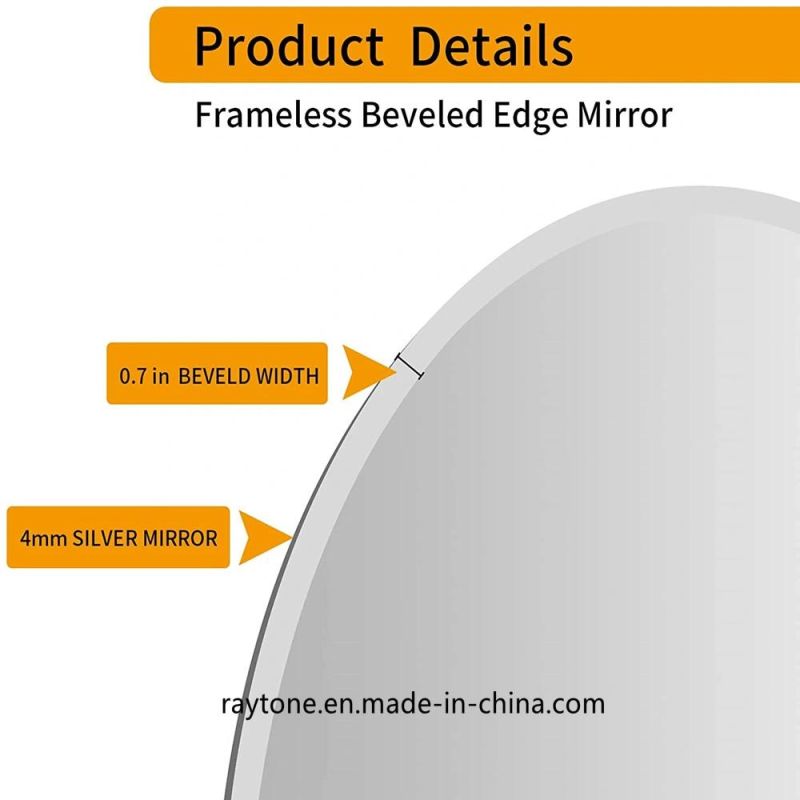 Oval Beveled Polished Frameless Wall Mirror for Bathroom Vanity Bedroom