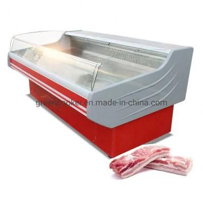Remote Commercial Open Front Meat Showcase Butcher Refrigeration Equipment Seafood Display Counter