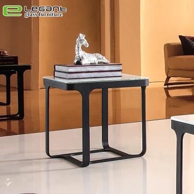Metal Table Legs Square Glass Coffee Side Table for Home