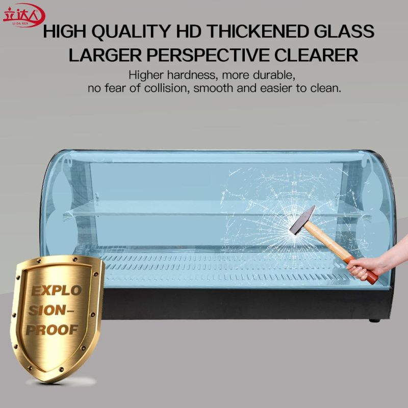 2022 Red Curved Food Warming Showcase Commercial Restaurant Equipment Glass Food Warmer Display Showcase