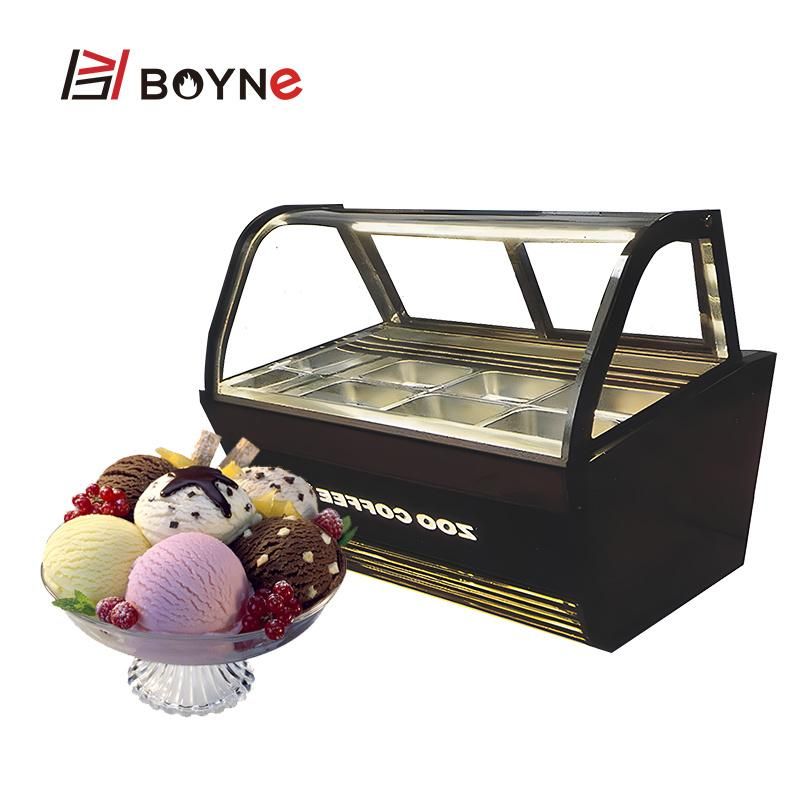 Fan Cooling Different Size Commercial Ice Cream Display Freezer Showcase
