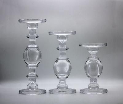Clear Thick Glass Candle Holder for Long Thin Candle