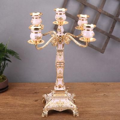 European Style Square Candle Dining Table Candle Holder Decoration Glass Retro Western Food Household Metal Light Luxury Candle Holder