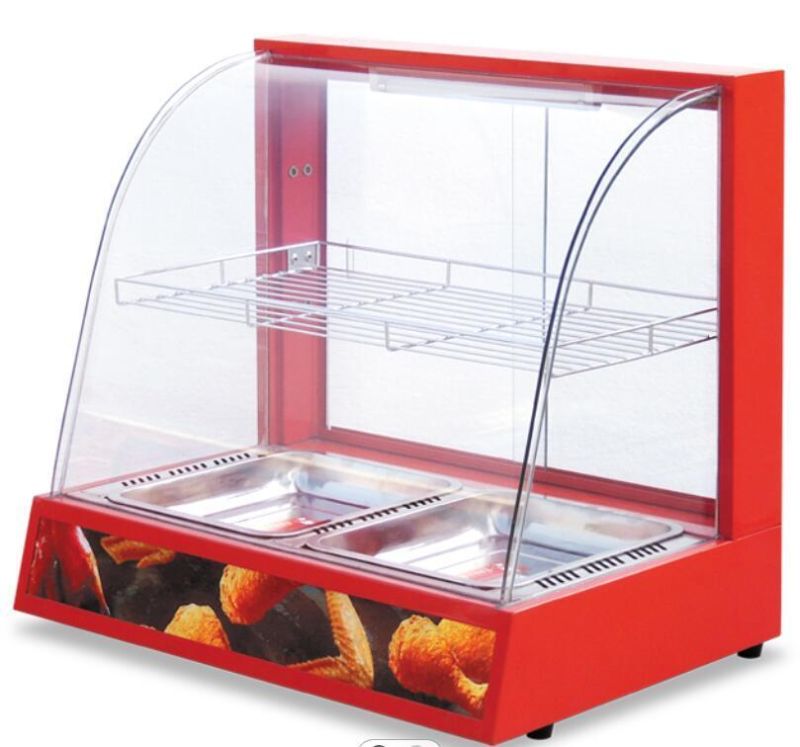 Stainless Steel Heat Display Electric Food Warming Showcase with Curved Glass