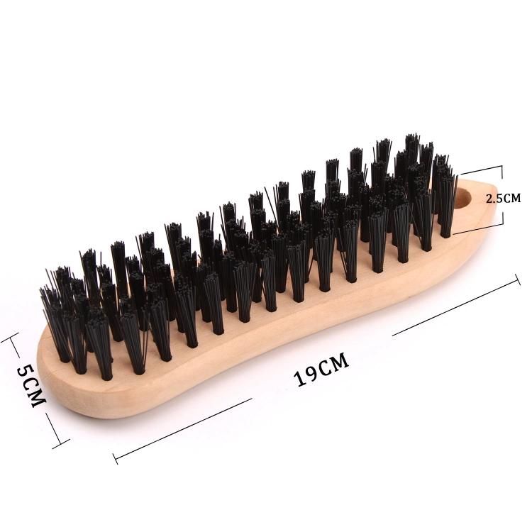 Grass Tree Wood 8 Character Type Nylon Cleaning Brush Wooden Handle Wire Brush