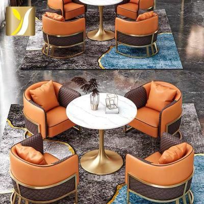 Cheap Price High Quality Coffee Round Marble Dining Tea Table with Stainless Steel Base