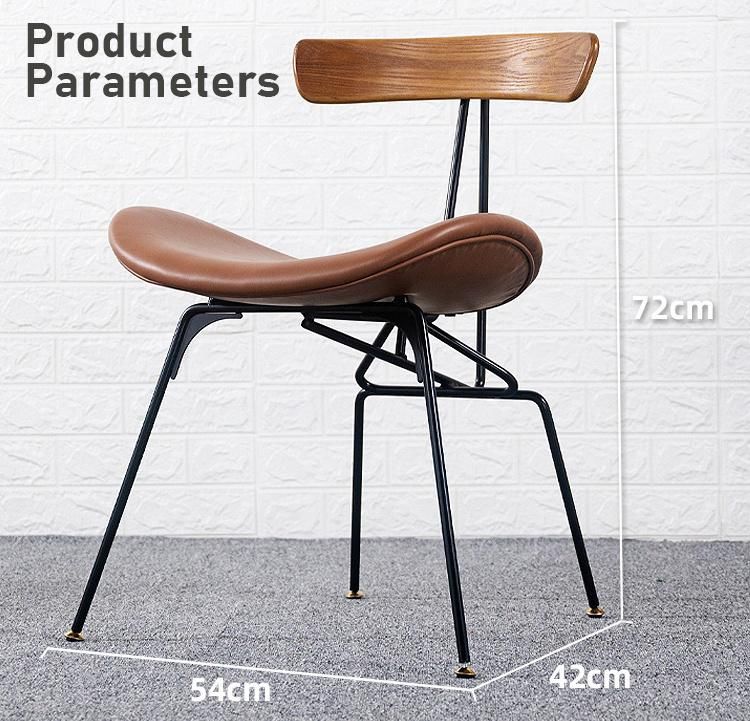 Creative Iron Leisure Chair PU-Leather Dining Chair Coffee Chair for Home Outdoor Furniture