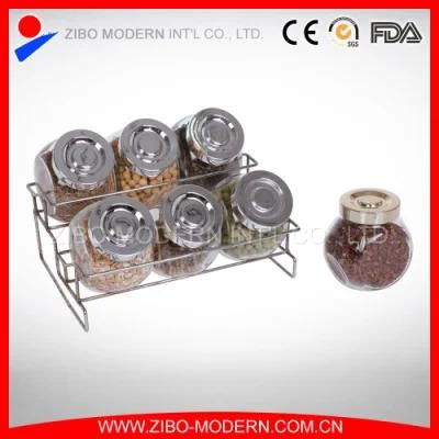 Zibo Wholesale Glass Canister Set with Rack